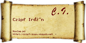 Czipf Irén névjegykártya